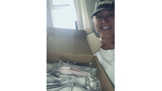 In her town, many students have been experiencing headaches and eye strain due to the extensive usage of computers that comes with remote learning. Michele also donated blue light glasses to help students in the local school.