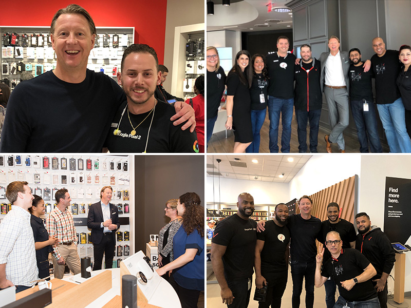 Photo collage of Hans Vestberg meeting with V Teamers