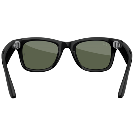 Back view of Ray-Ban Meta Wayfarer Large Frames with Plano G15 Green Lenses.